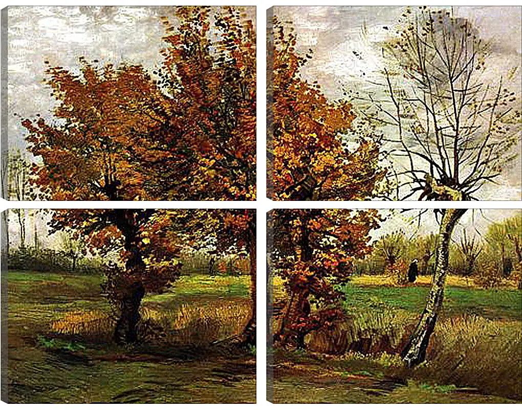 Модульная картина - Autumn Landscape with Four Trees. Винсент Ван Гог