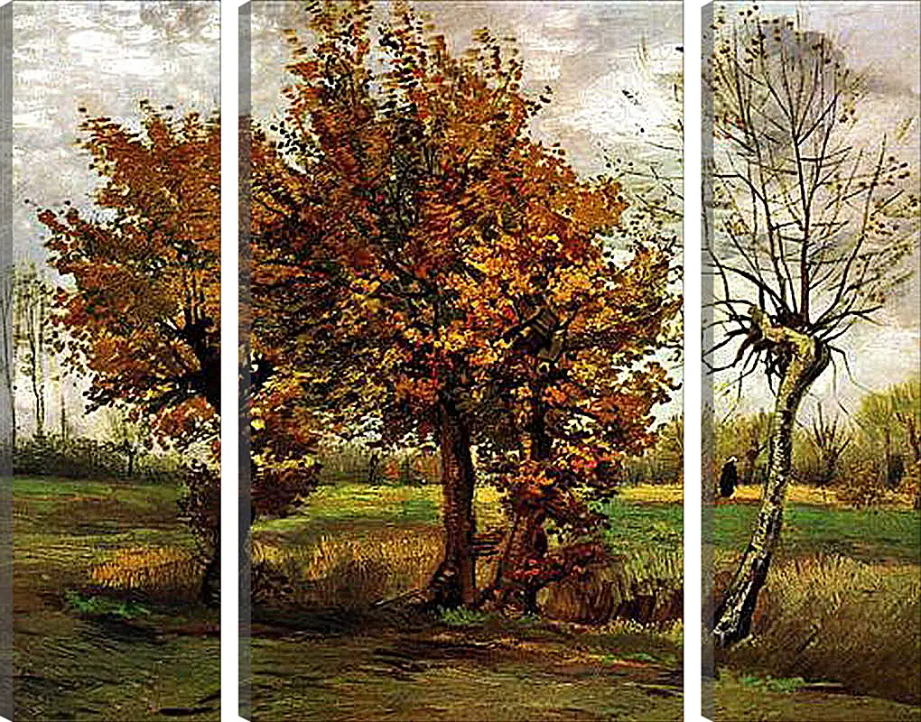 Модульная картина - Autumn Landscape with Four Trees. Винсент Ван Гог