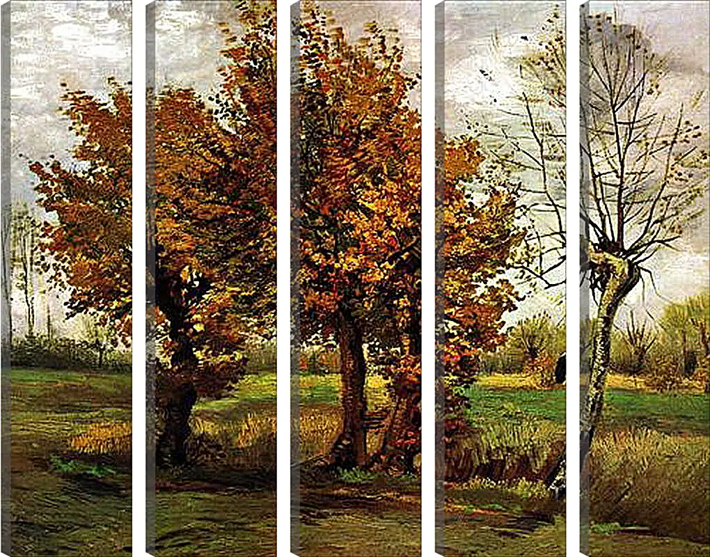 Модульная картина - Autumn Landscape with Four Trees. Винсент Ван Гог