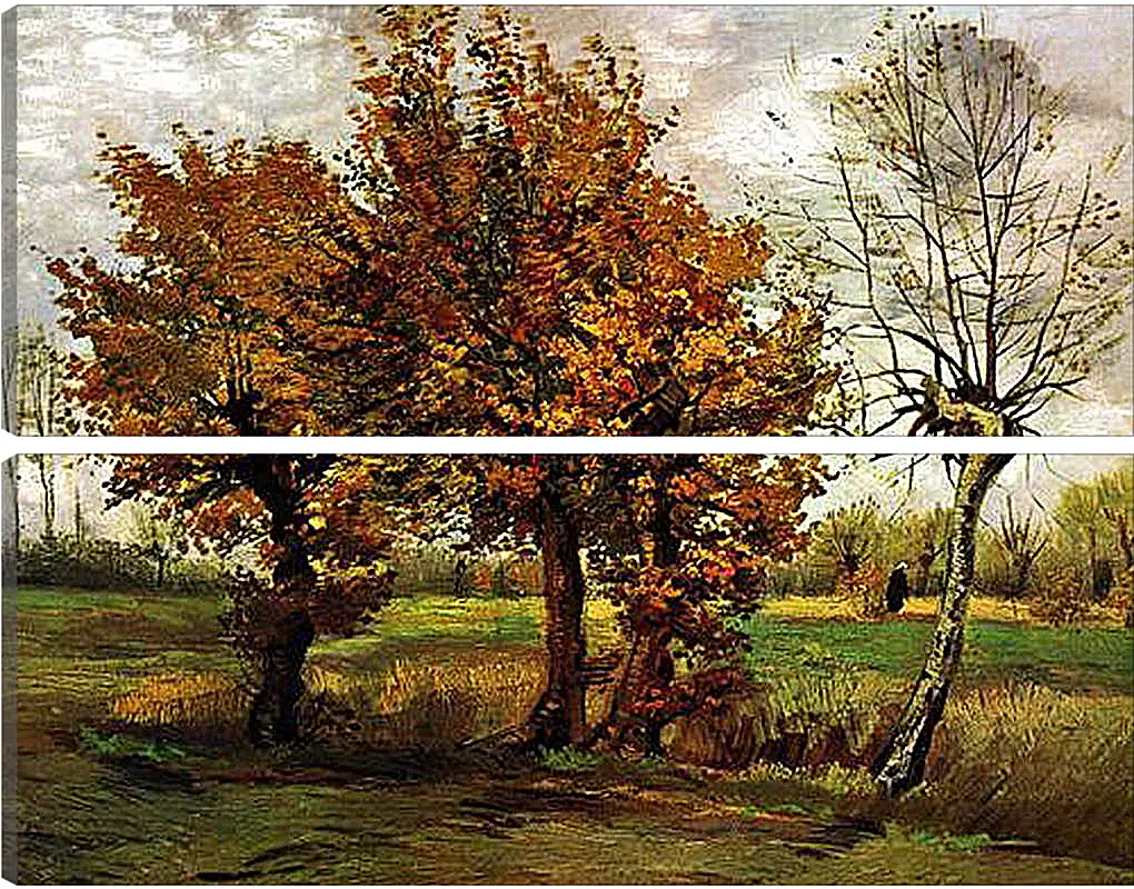 Модульная картина - Autumn Landscape with Four Trees. Винсент Ван Гог