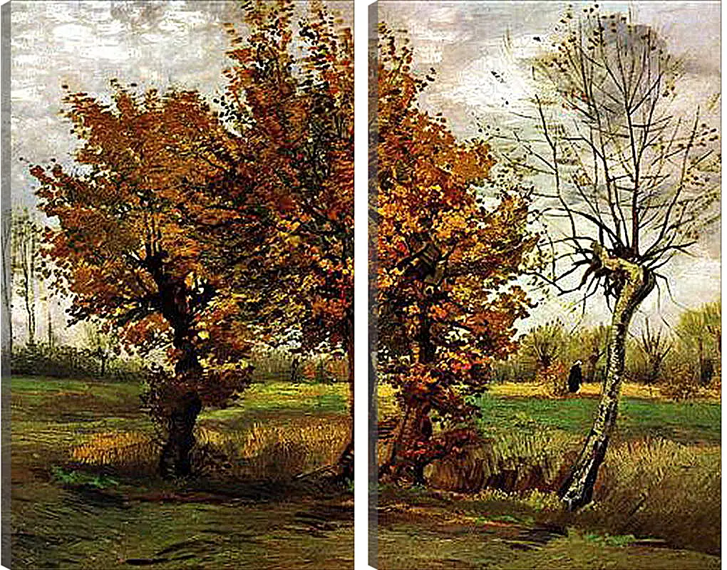 Модульная картина - Autumn Landscape with Four Trees. Винсент Ван Гог