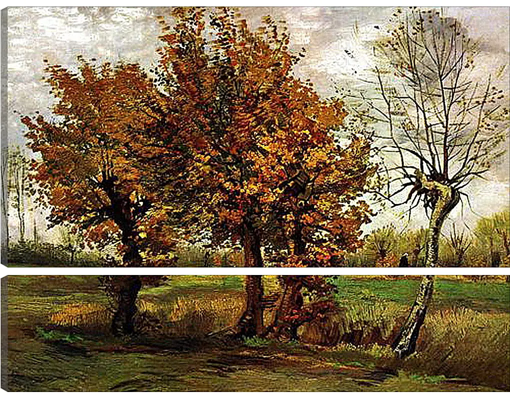 Модульная картина - Autumn Landscape with Four Trees. Винсент Ван Гог