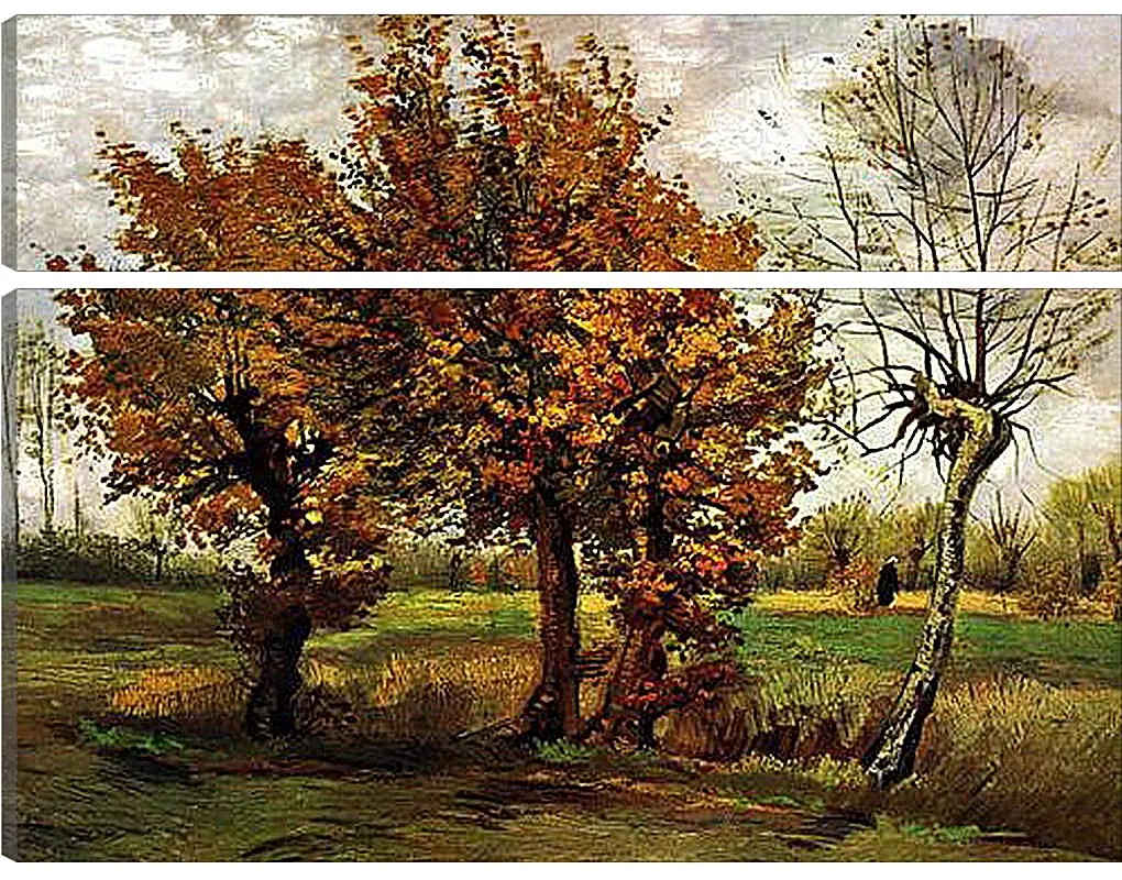 Модульная картина - Autumn Landscape with Four Trees. Винсент Ван Гог