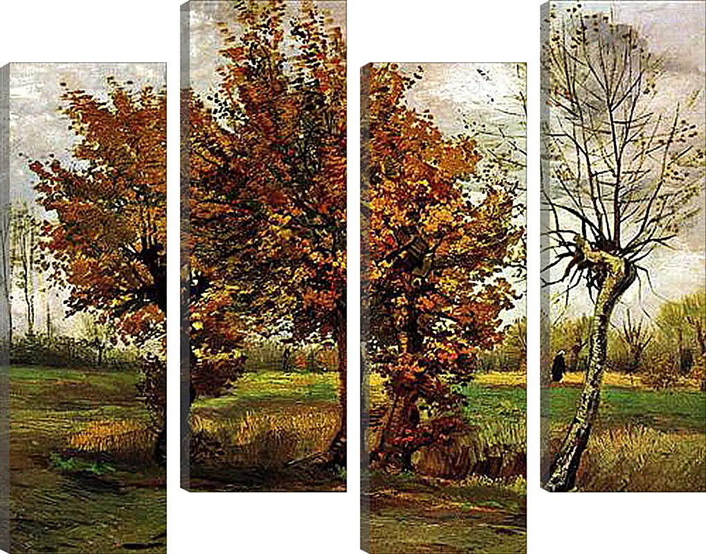 Модульная картина - Autumn Landscape with Four Trees. Винсент Ван Гог