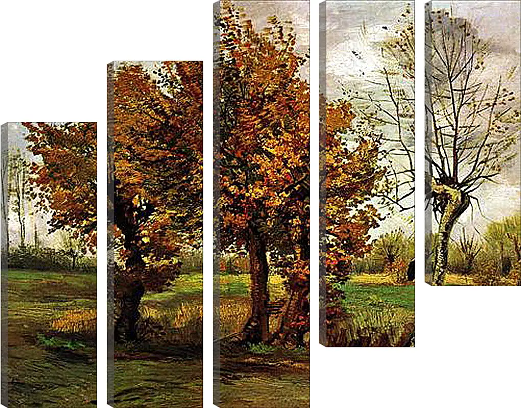 Модульная картина - Autumn Landscape with Four Trees. Винсент Ван Гог