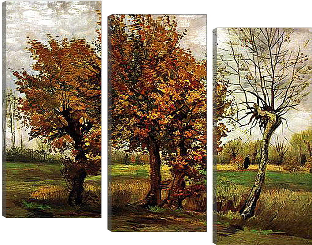 Модульная картина - Autumn Landscape with Four Trees. Винсент Ван Гог