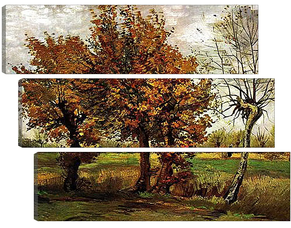 Модульная картина - Autumn Landscape with Four Trees. Винсент Ван Гог