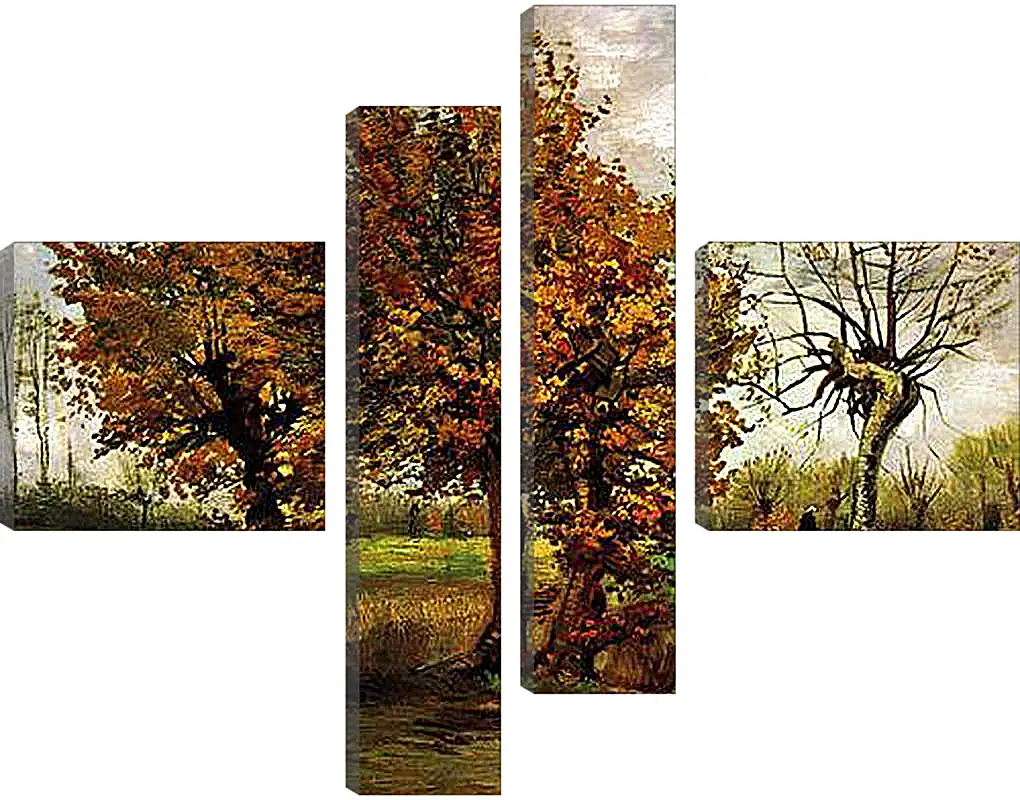 Модульная картина - Autumn Landscape with Four Trees. Винсент Ван Гог