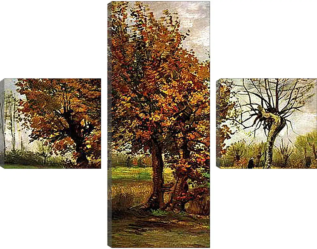 Модульная картина - Autumn Landscape with Four Trees. Винсент Ван Гог