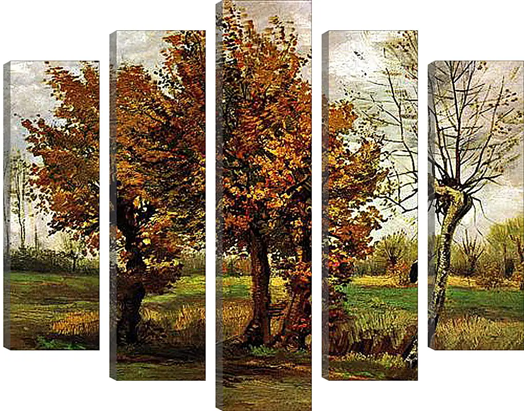 Модульная картина - Autumn Landscape with Four Trees. Винсент Ван Гог