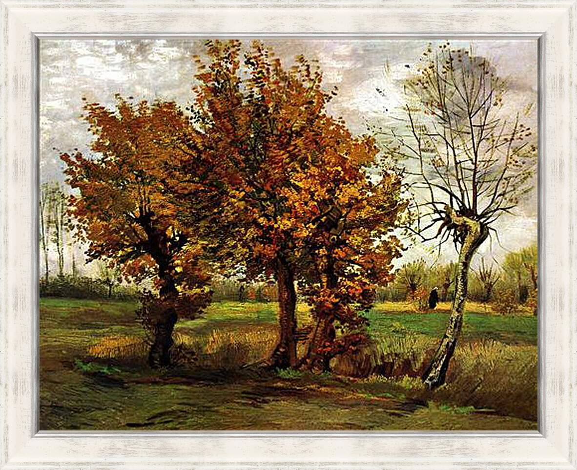 Картина в раме - Autumn Landscape with Four Trees. Винсент Ван Гог