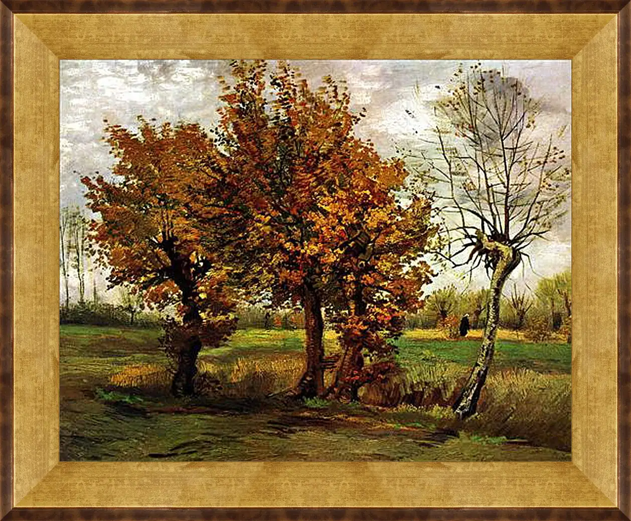 Картина в раме - Autumn Landscape with Four Trees. Винсент Ван Гог