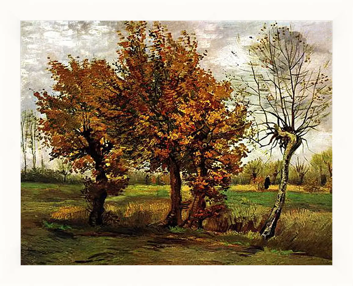 Картина в раме - Autumn Landscape with Four Trees. Винсент Ван Гог