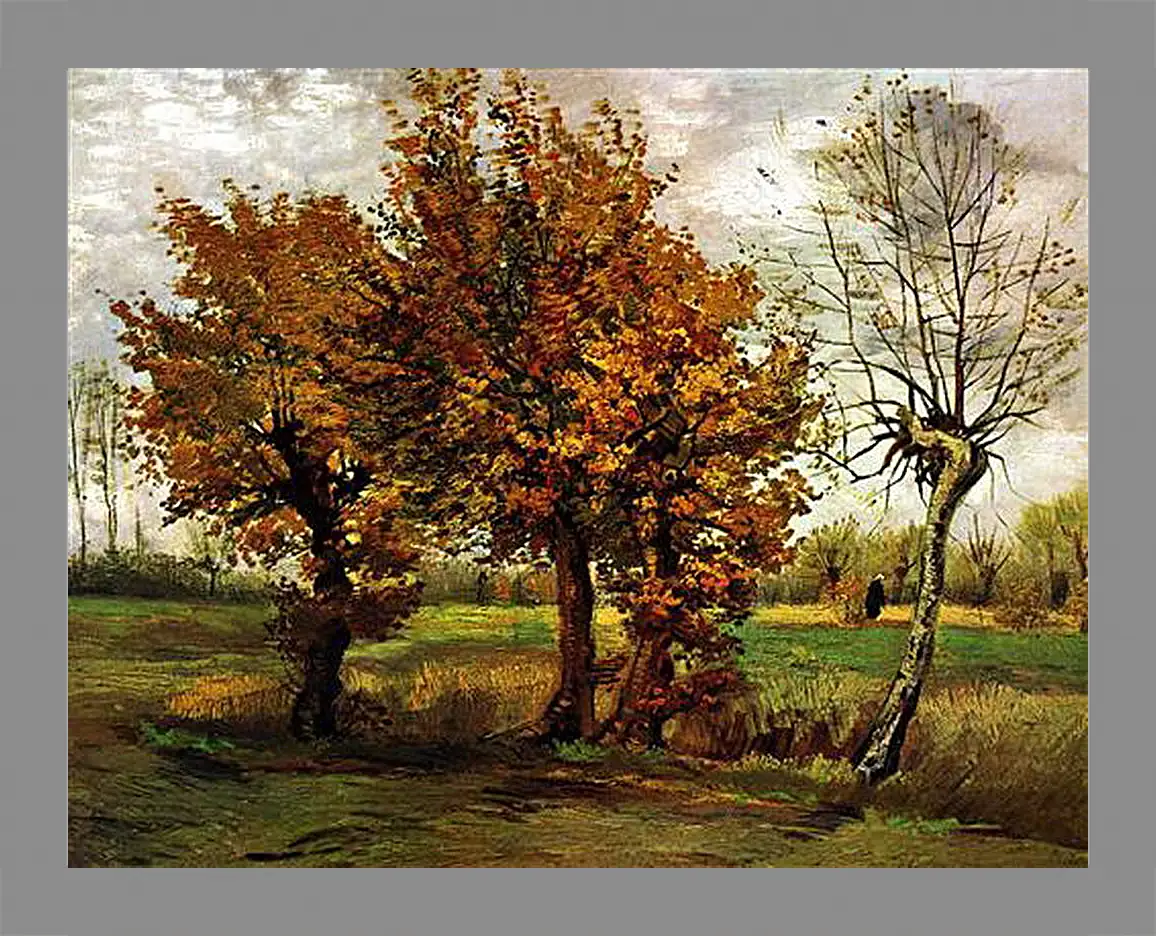 Картина в раме - Autumn Landscape with Four Trees. Винсент Ван Гог