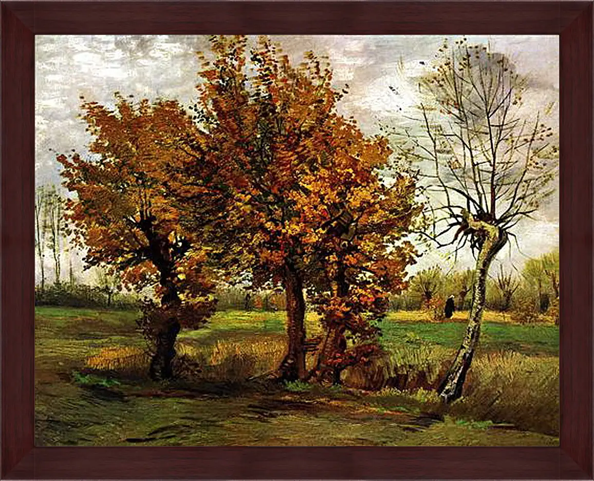 Картина в раме - Autumn Landscape with Four Trees. Винсент Ван Гог