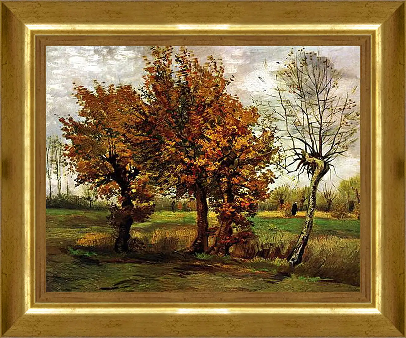 Картина в раме - Autumn Landscape with Four Trees. Винсент Ван Гог