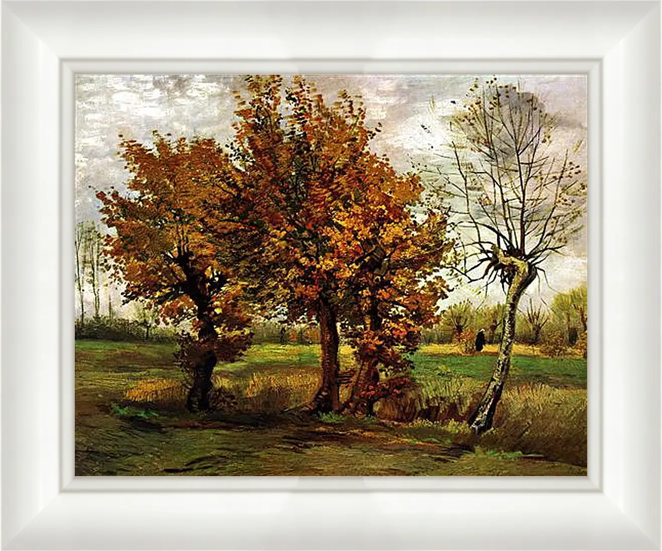 Картина в раме - Autumn Landscape with Four Trees. Винсент Ван Гог