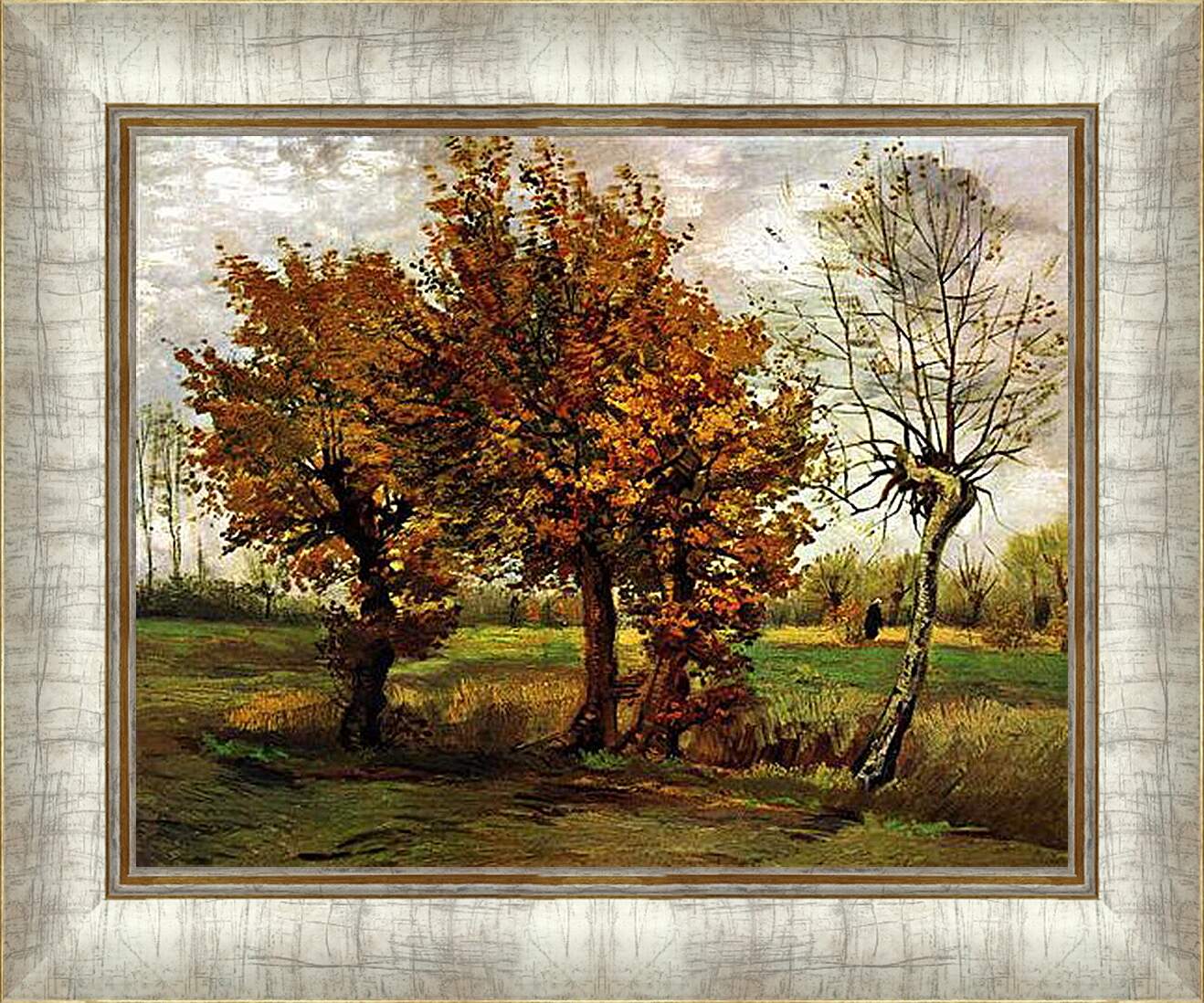 Картина в раме - Autumn Landscape with Four Trees. Винсент Ван Гог