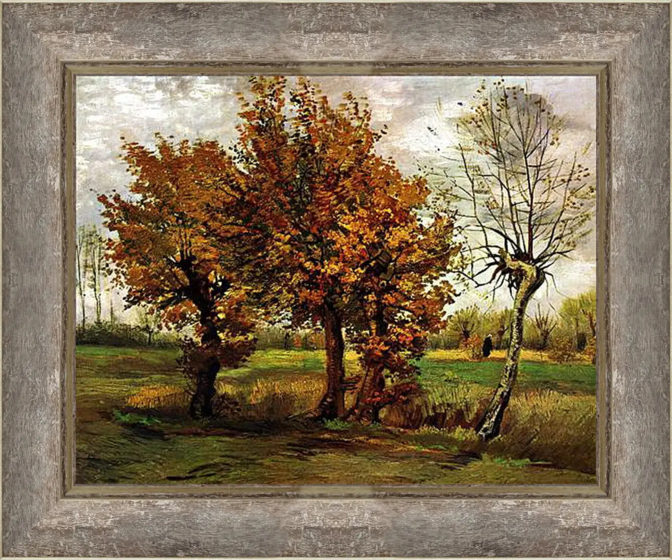 Картина в раме - Autumn Landscape with Four Trees. Винсент Ван Гог