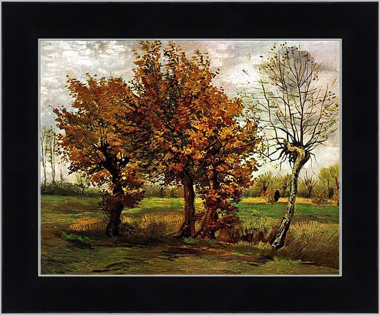 Картина в раме - Autumn Landscape with Four Trees. Винсент Ван Гог