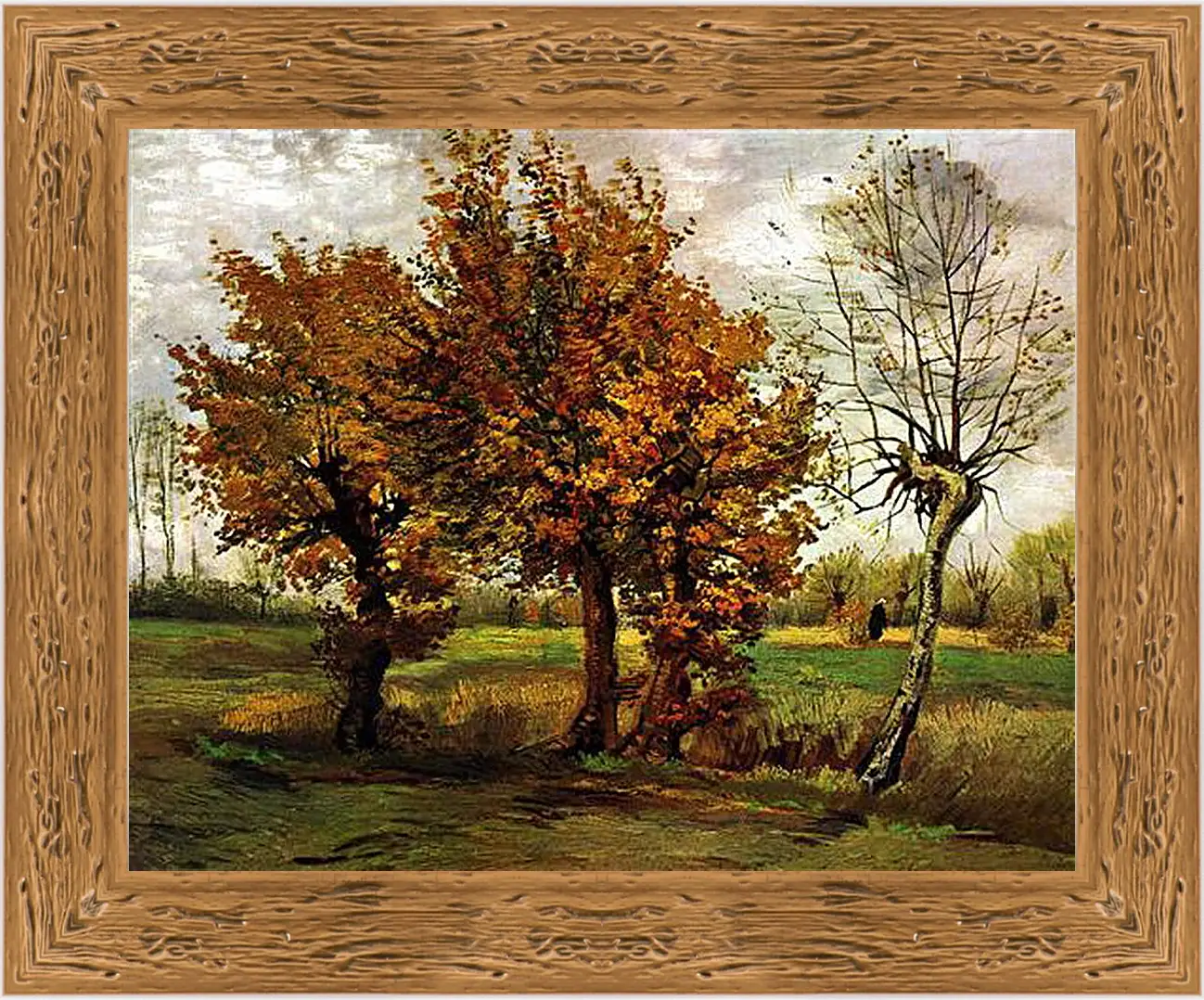 Картина в раме - Autumn Landscape with Four Trees. Винсент Ван Гог