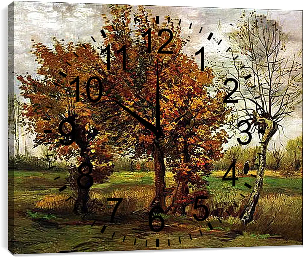 Часы картина - Autumn Landscape with Four Trees. Винсент Ван Гог