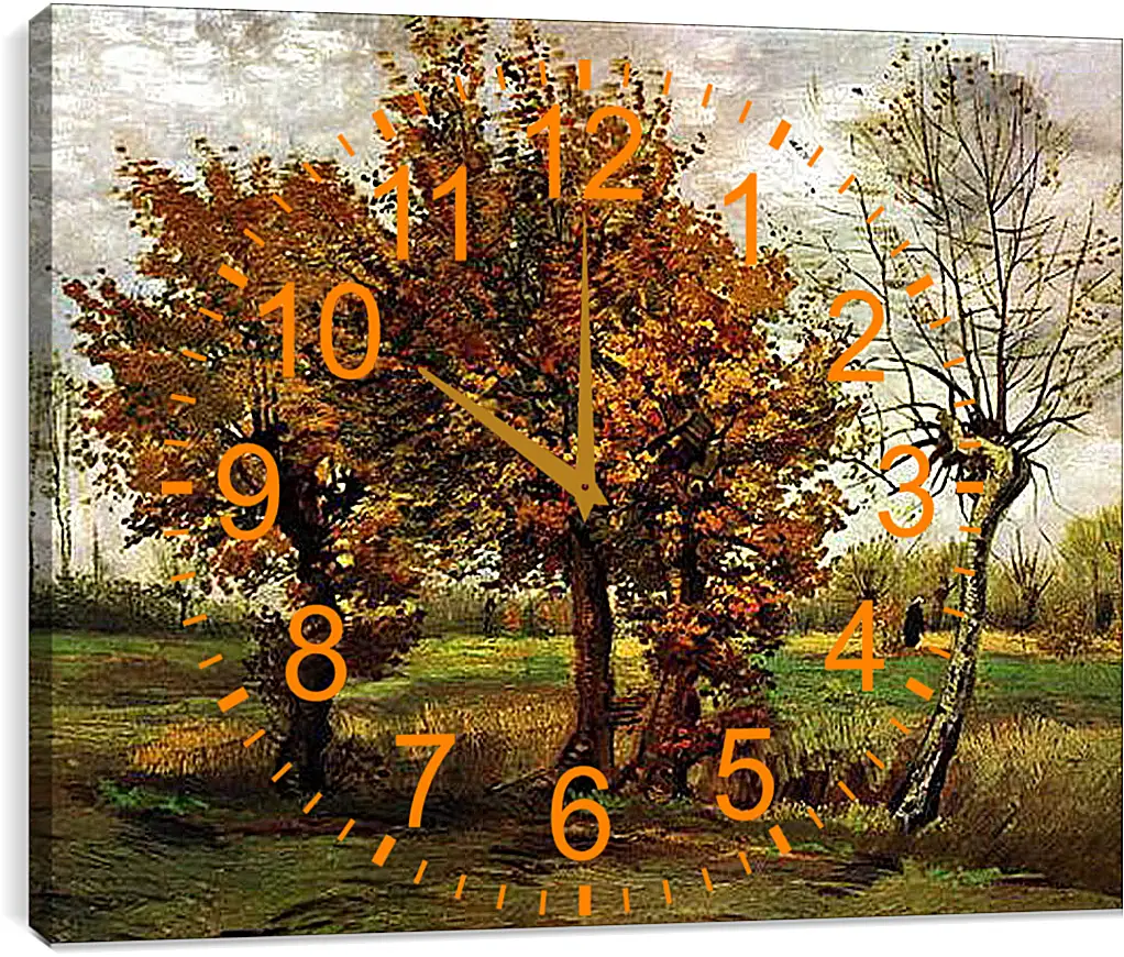 Часы картина - Autumn Landscape with Four Trees. Винсент Ван Гог