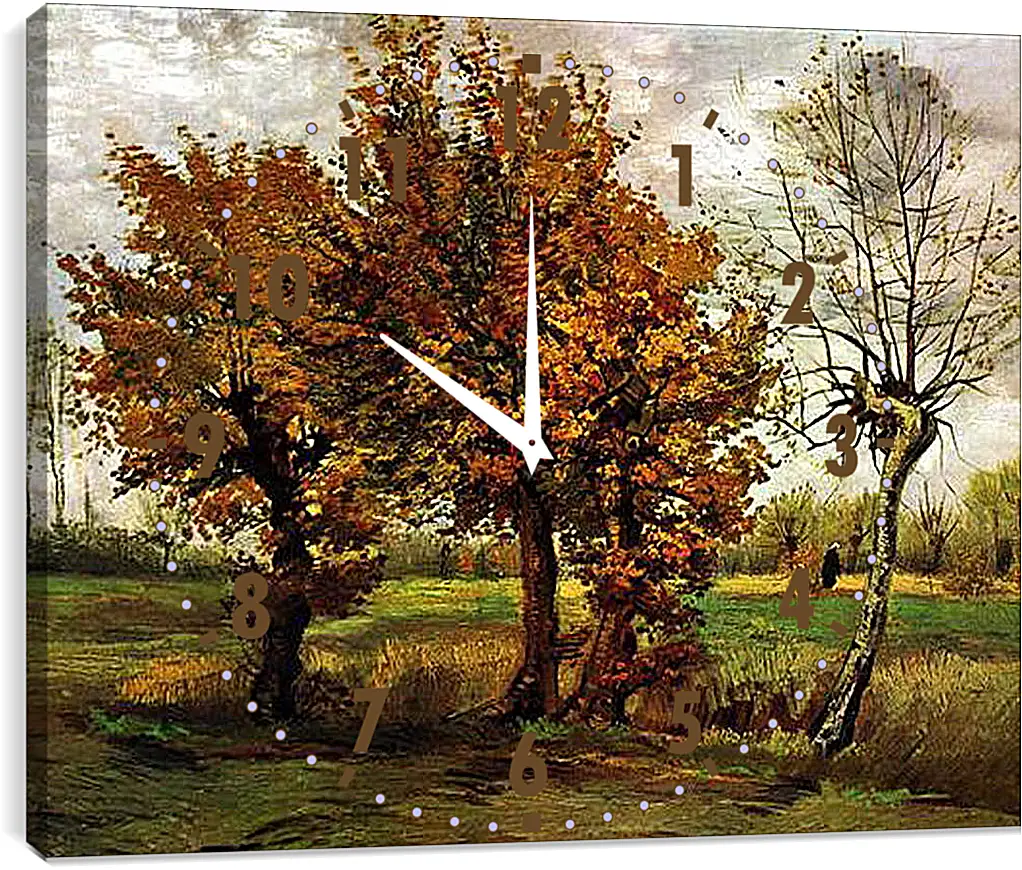 Часы картина - Autumn Landscape with Four Trees. Винсент Ван Гог