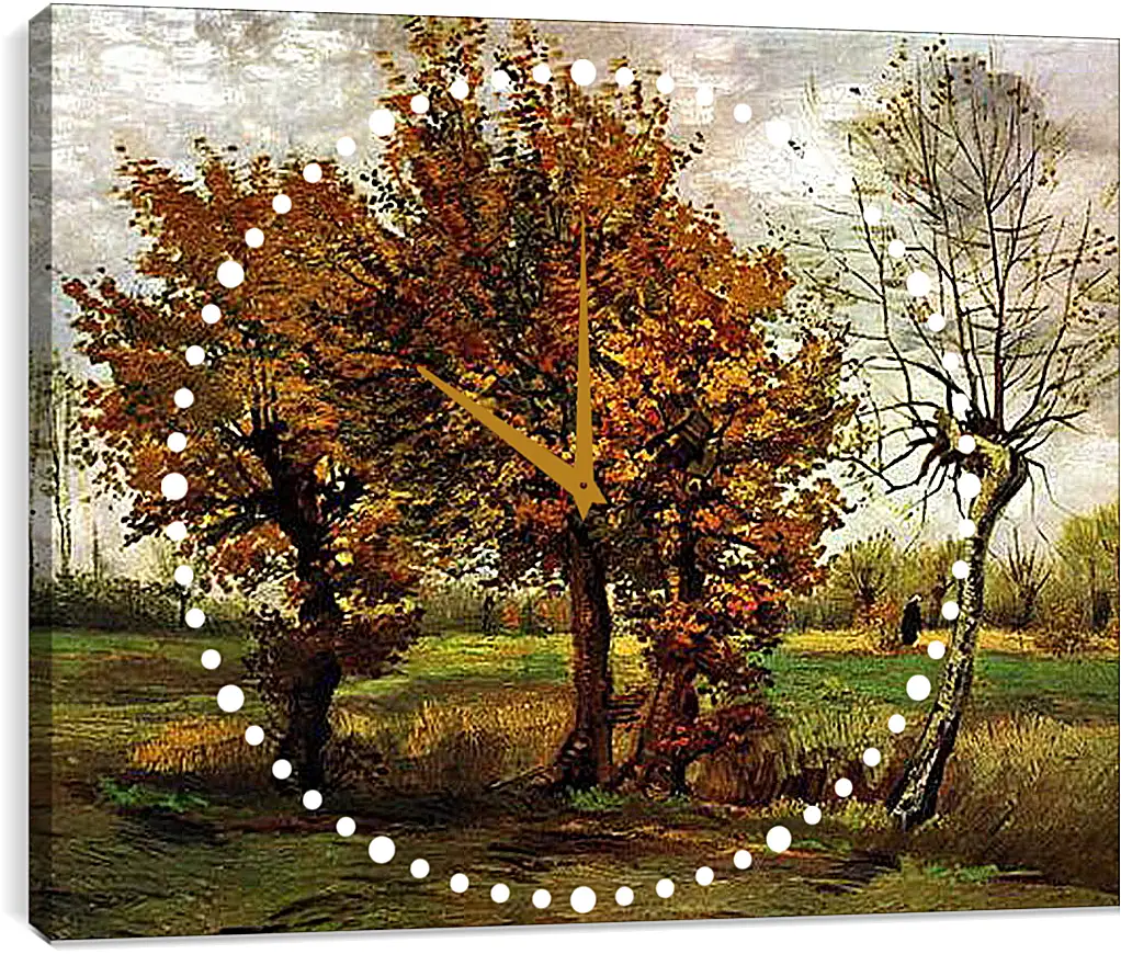 Часы картина - Autumn Landscape with Four Trees. Винсент Ван Гог