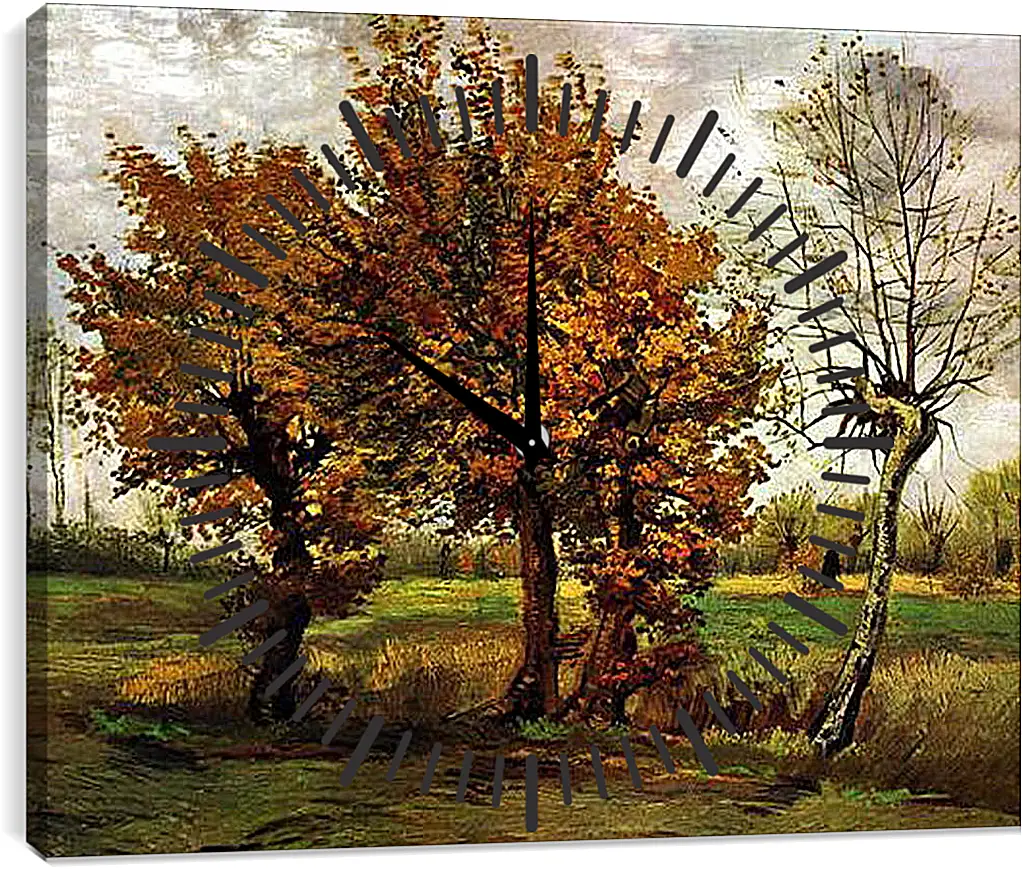 Часы картина - Autumn Landscape with Four Trees. Винсент Ван Гог