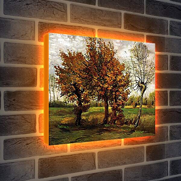 Лайтбокс световая панель - Autumn Landscape with Four Trees. Винсент Ван Гог