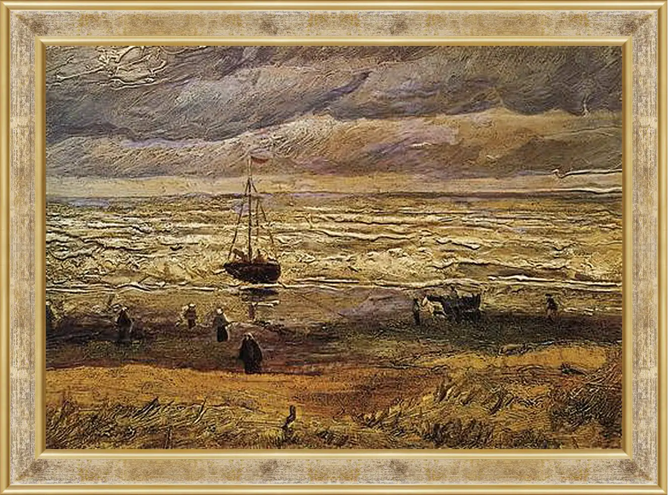 Картина в раме - View of the Sea at Scheveningen. Винсент Ван Гог