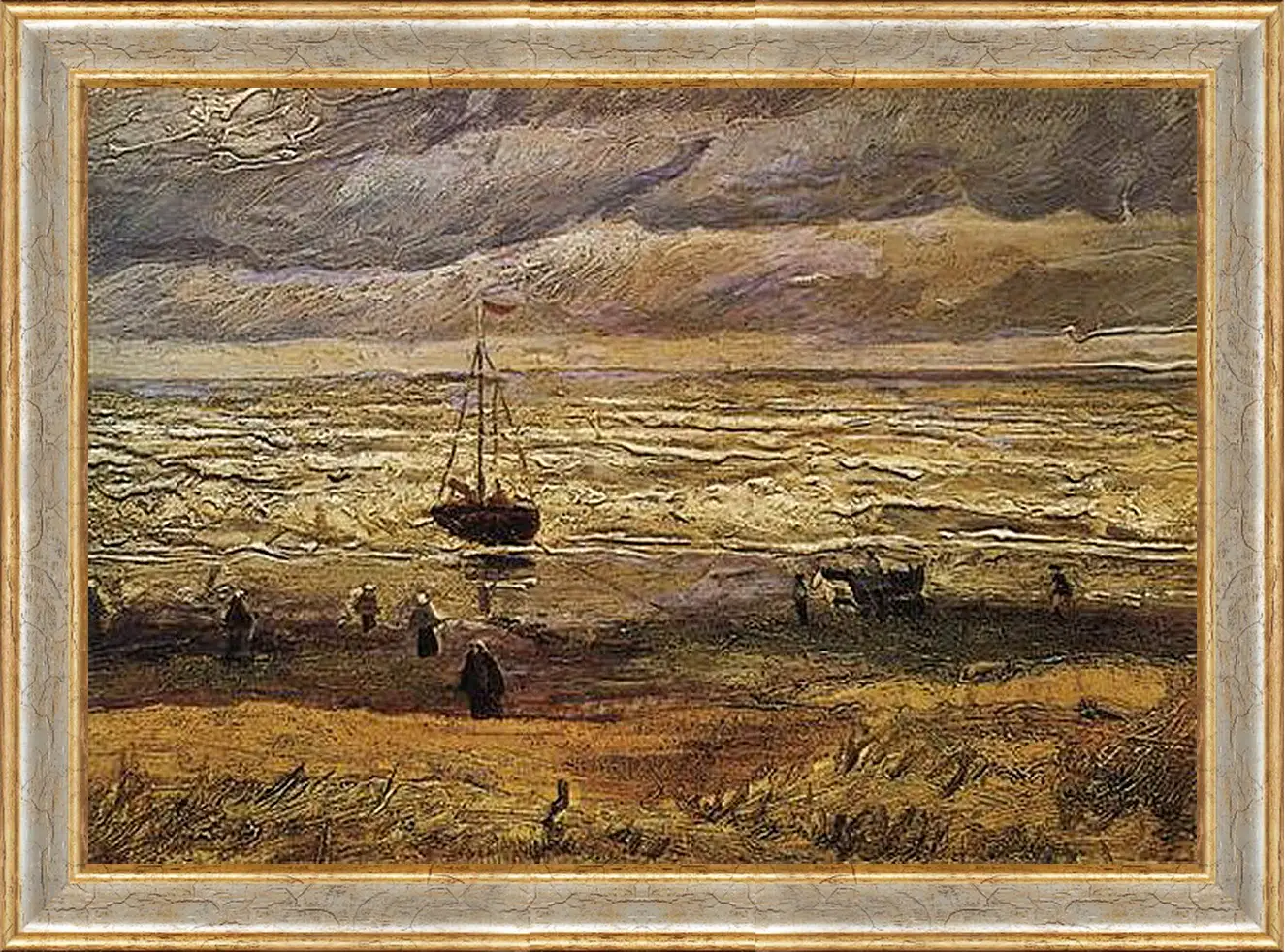 Картина в раме - View of the Sea at Scheveningen. Винсент Ван Гог