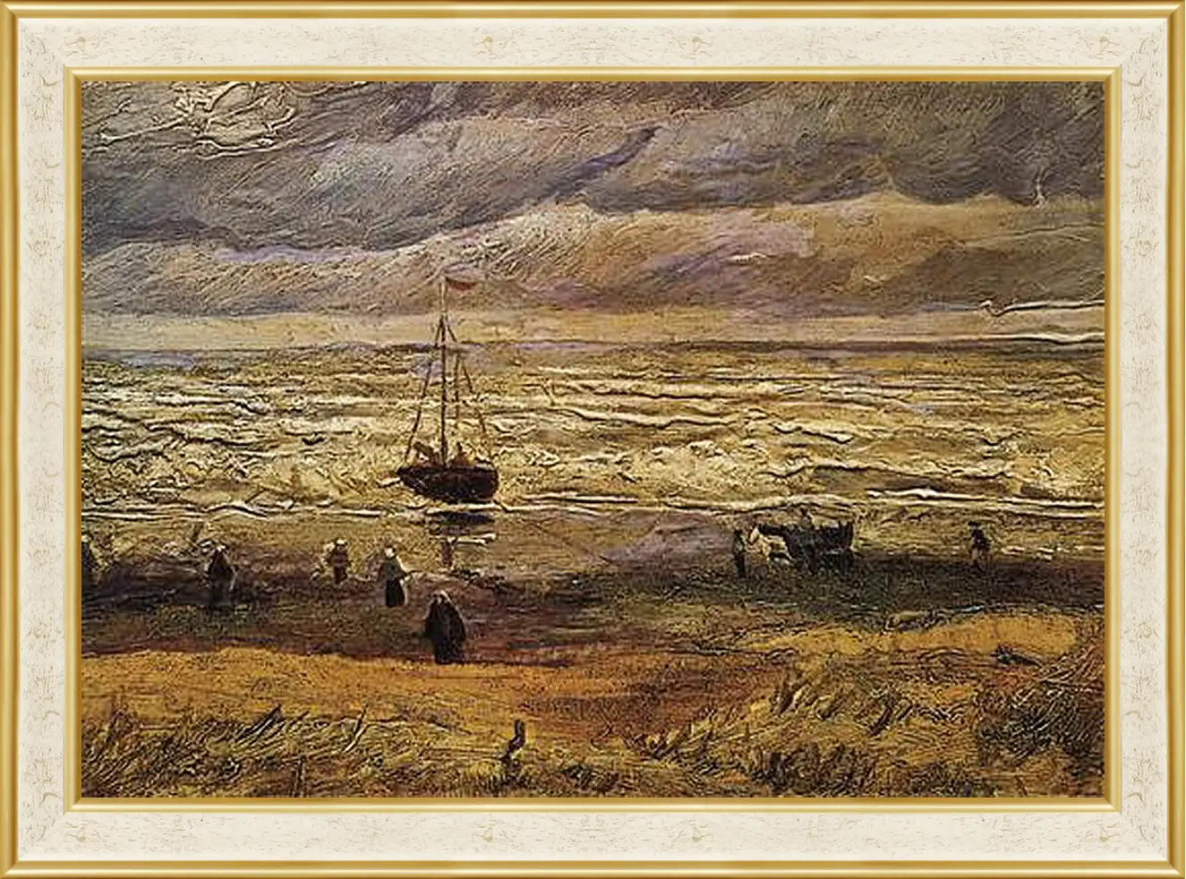 Картина в раме - View of the Sea at Scheveningen. Винсент Ван Гог