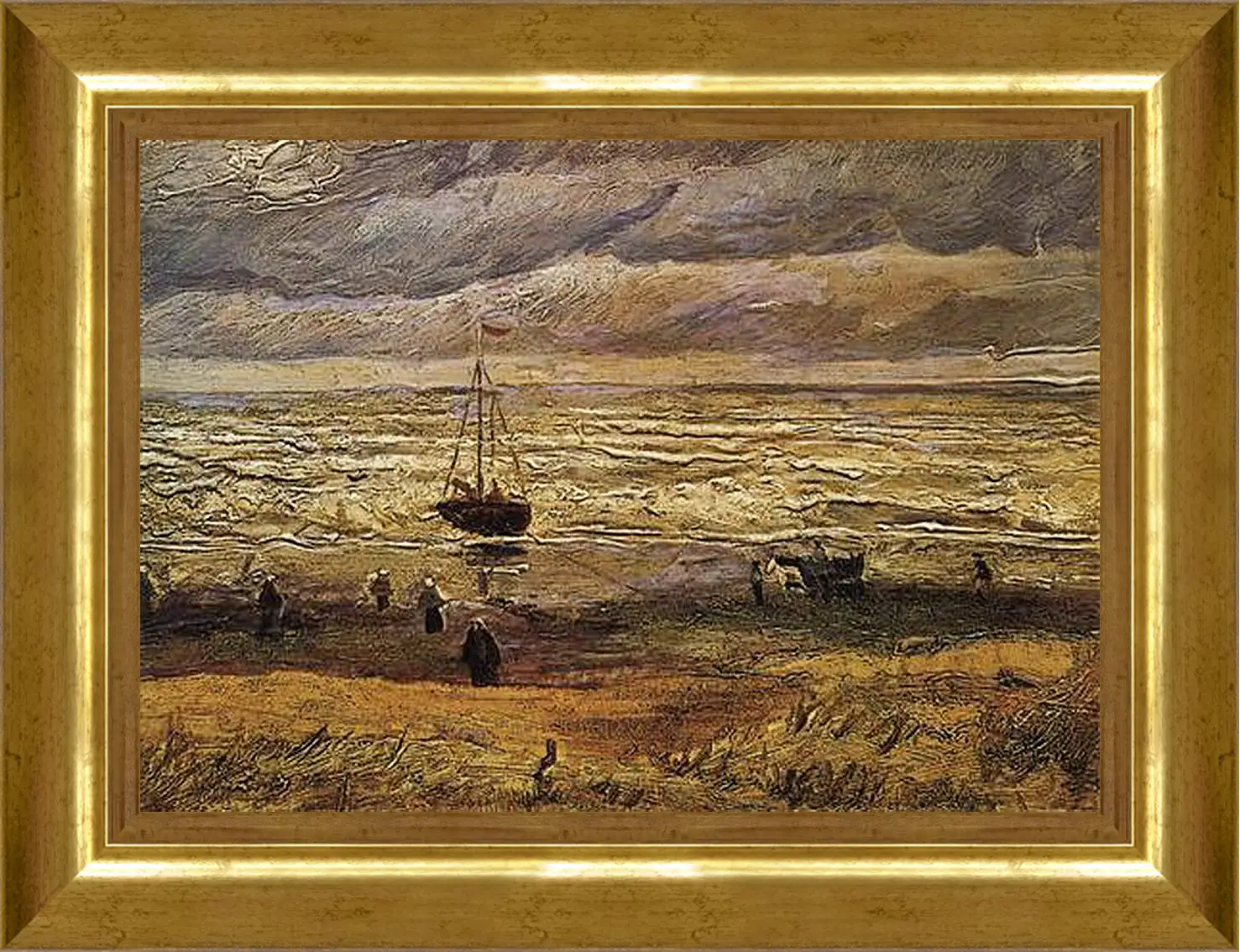 Картина в раме - View of the Sea at Scheveningen. Винсент Ван Гог