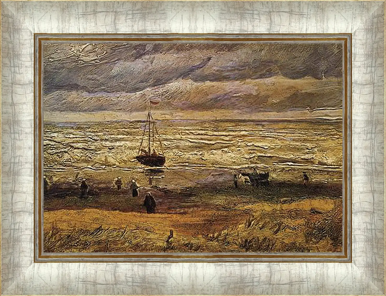 Картина в раме - View of the Sea at Scheveningen. Винсент Ван Гог