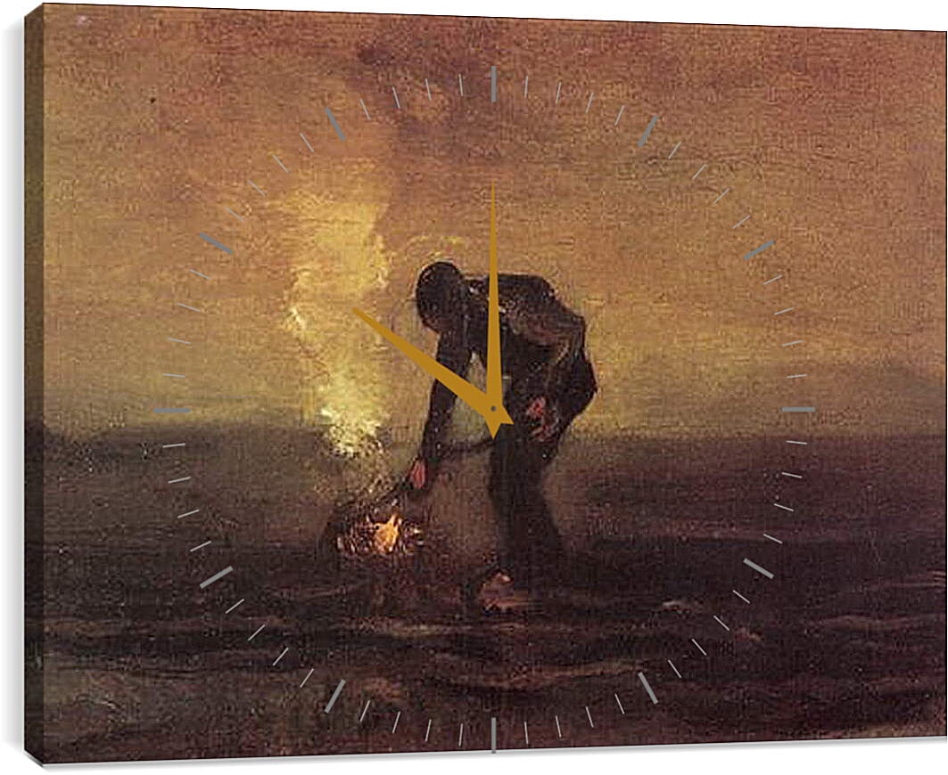 Часы картина - Peasant Burning Weeds. Винсент Ван Гог