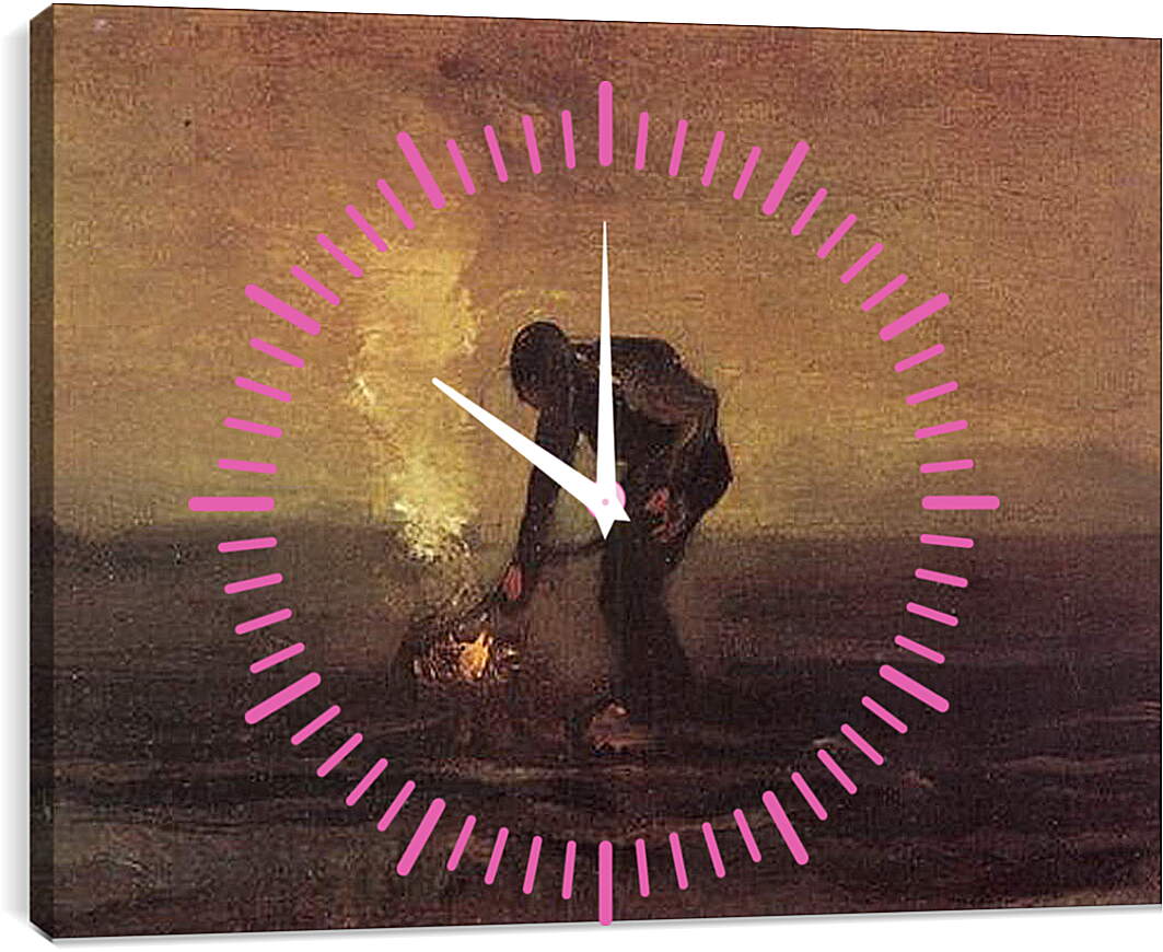 Часы картина - Peasant Burning Weeds. Винсент Ван Гог