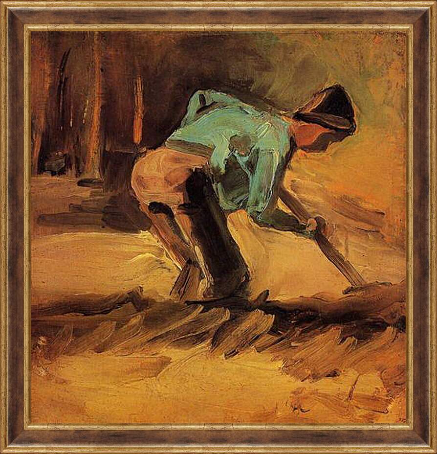 Картина в раме - Man Stooping with Stick or Spade. Винсент Ван Гог