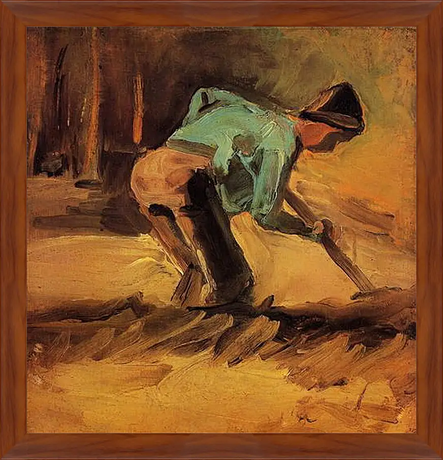 Картина в раме - Man Stooping with Stick or Spade. Винсент Ван Гог