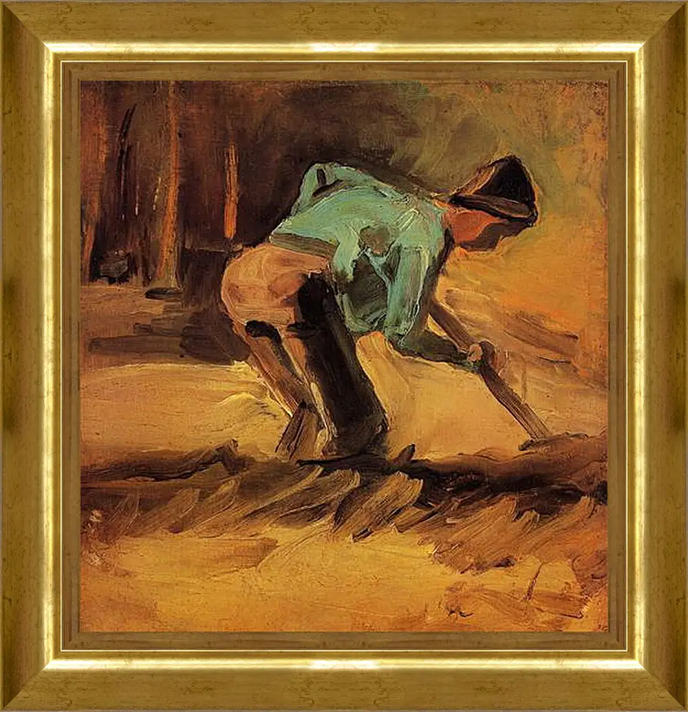 Картина в раме - Man Stooping with Stick or Spade. Винсент Ван Гог