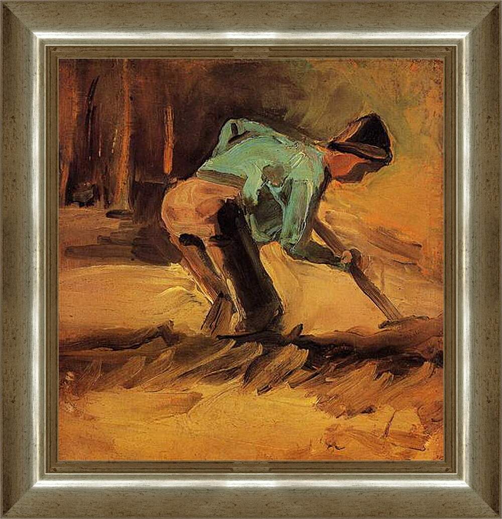 Картина в раме - Man Stooping with Stick or Spade. Винсент Ван Гог