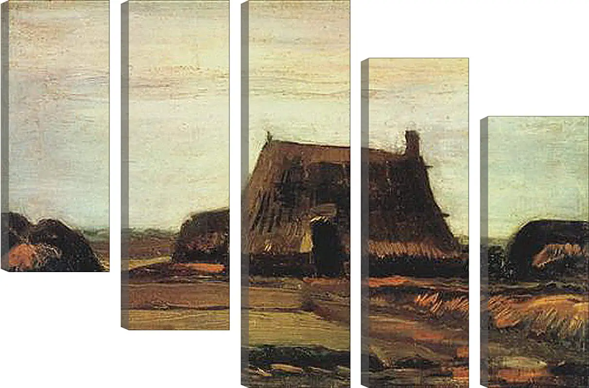 Модульная картина - Farm with Stacks of Peat. Винсент Ван Гог