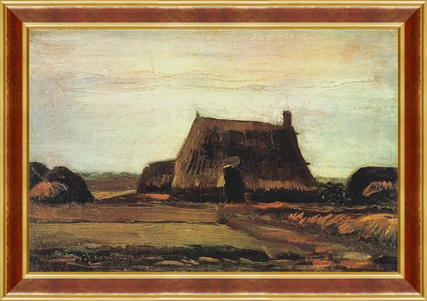 Картина в раме - Farm with Stacks of Peat. Винсент Ван Гог