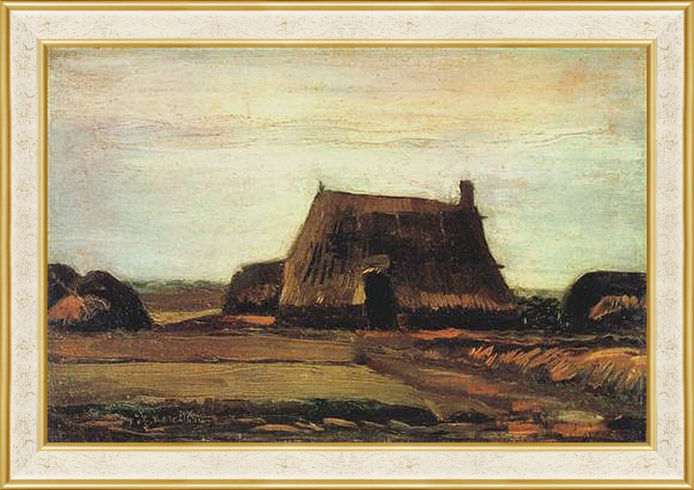 Картина в раме - Farm with Stacks of Peat. Винсент Ван Гог