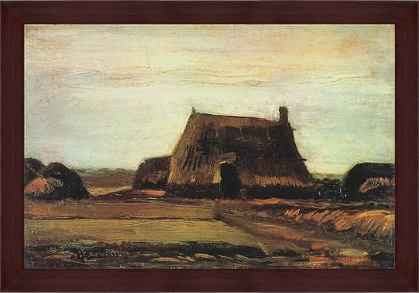 Картина в раме - Farm with Stacks of Peat. Винсент Ван Гог