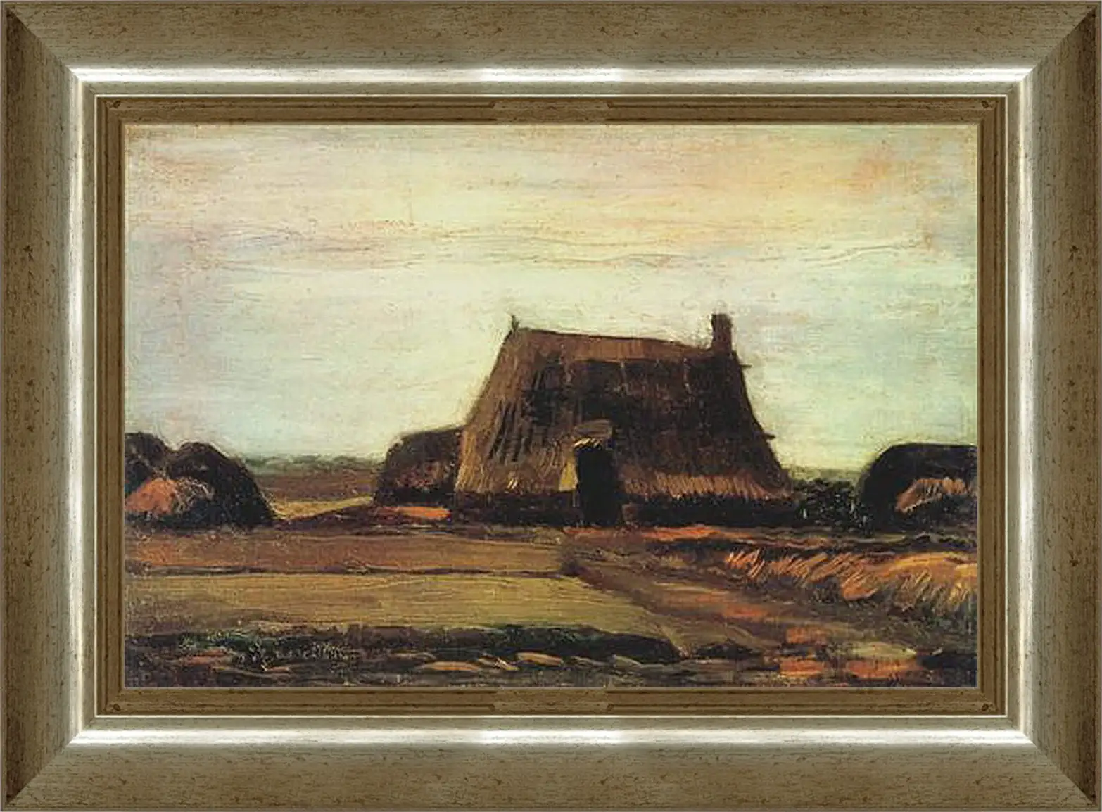 Картина в раме - Farm with Stacks of Peat. Винсент Ван Гог