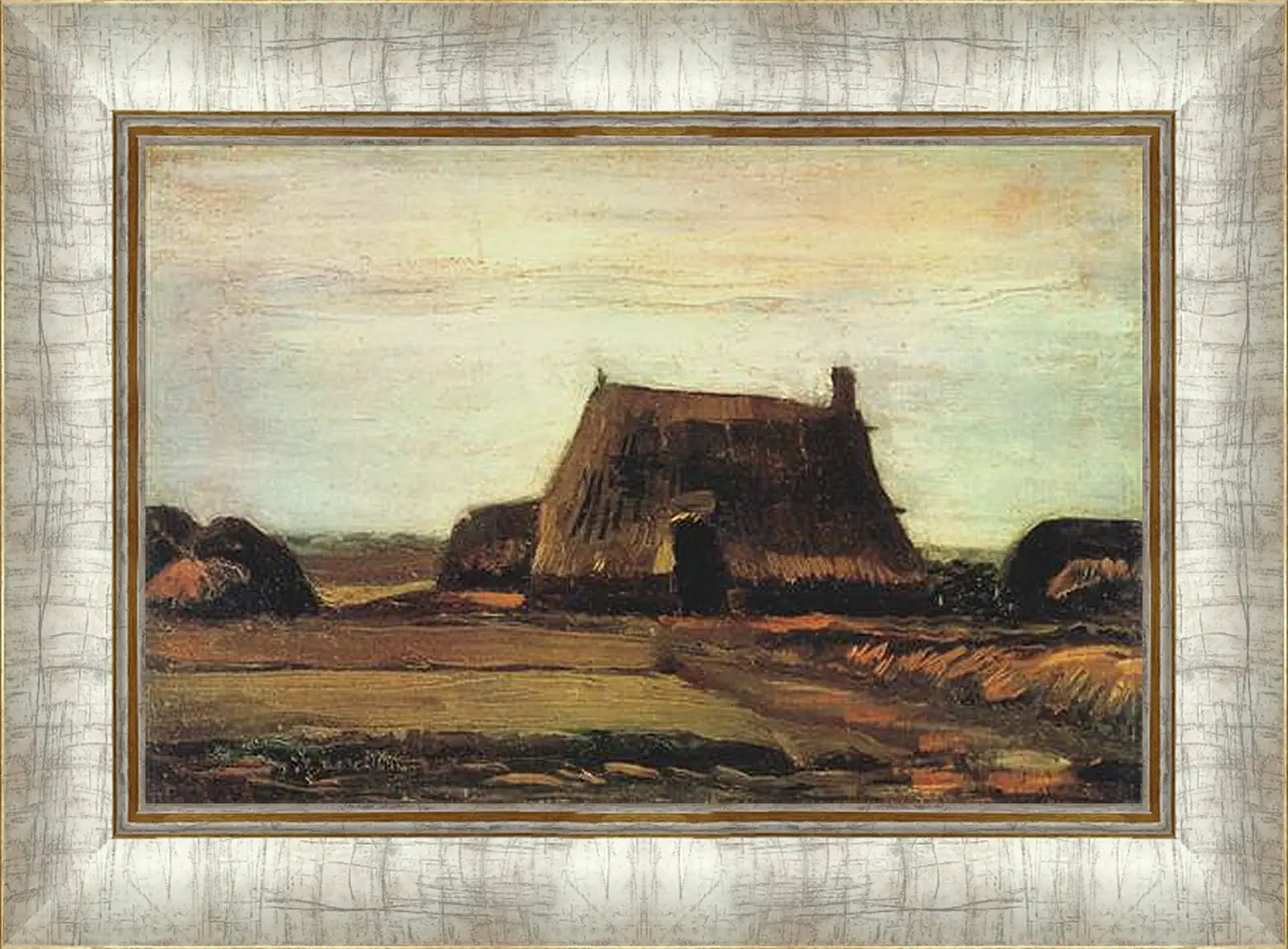 Картина в раме - Farm with Stacks of Peat. Винсент Ван Гог