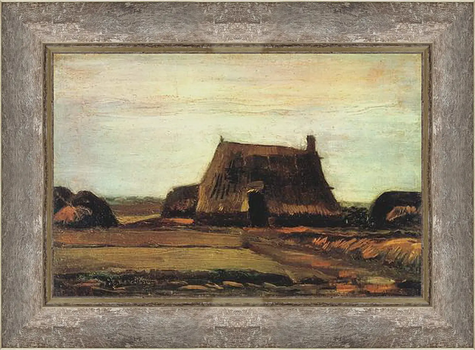 Картина в раме - Farm with Stacks of Peat. Винсент Ван Гог