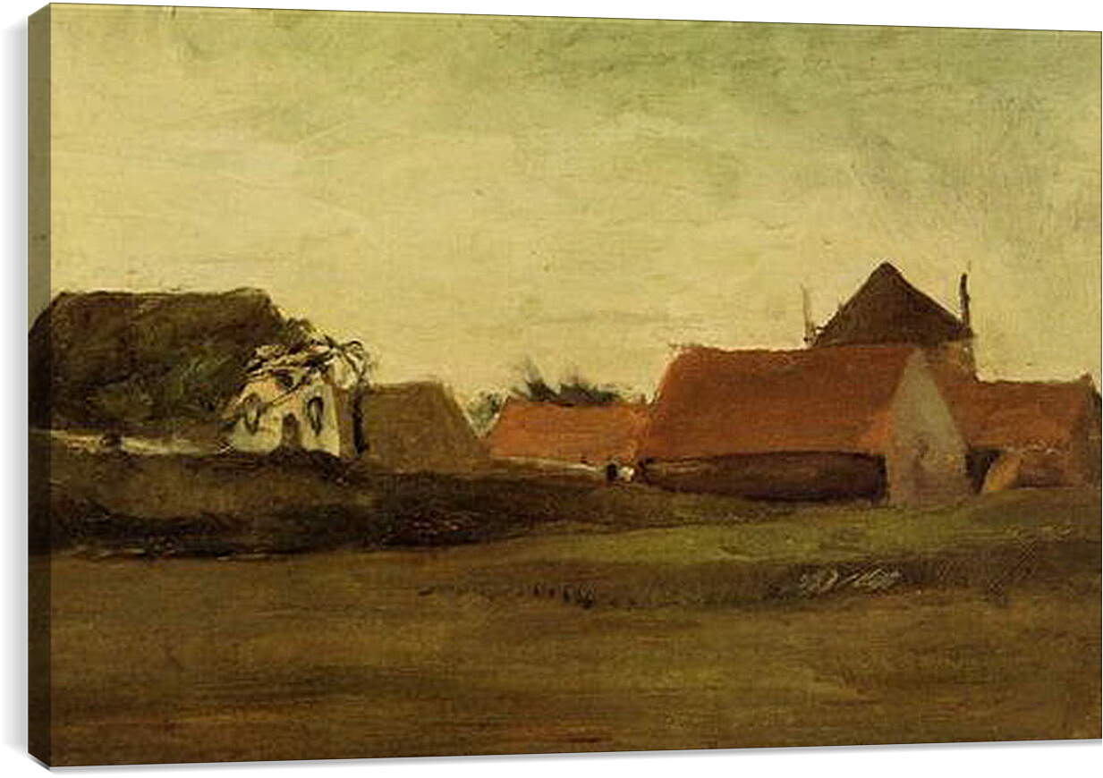 Постер и плакат - Farmhouses in Loosduinen near The Hague at Twilight. Винсент Ван Гог